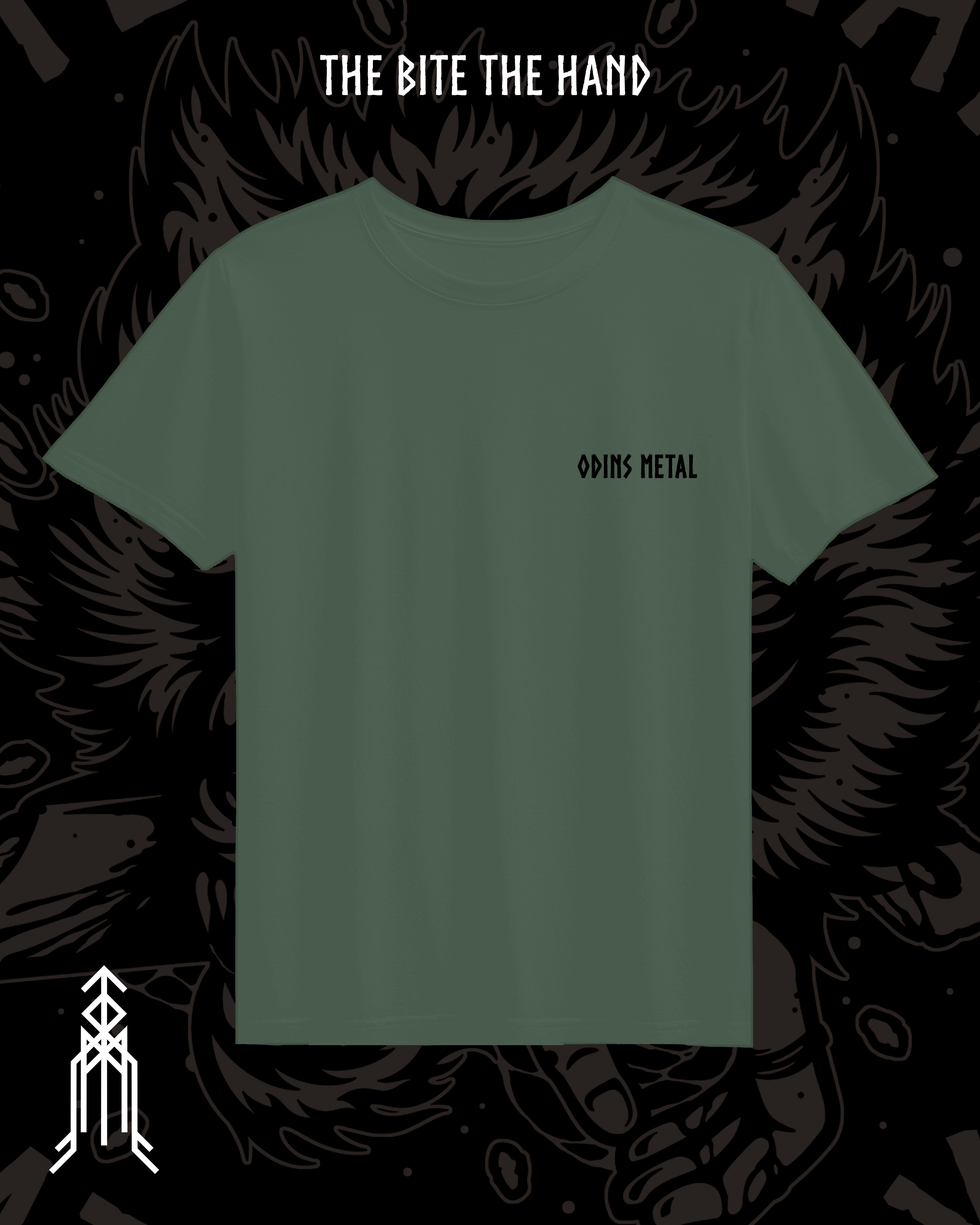"Bite The Hand That Feeds You" Military Green T Shirt