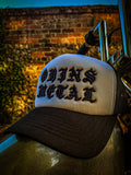Black & White Odins Metal Trucker Cap