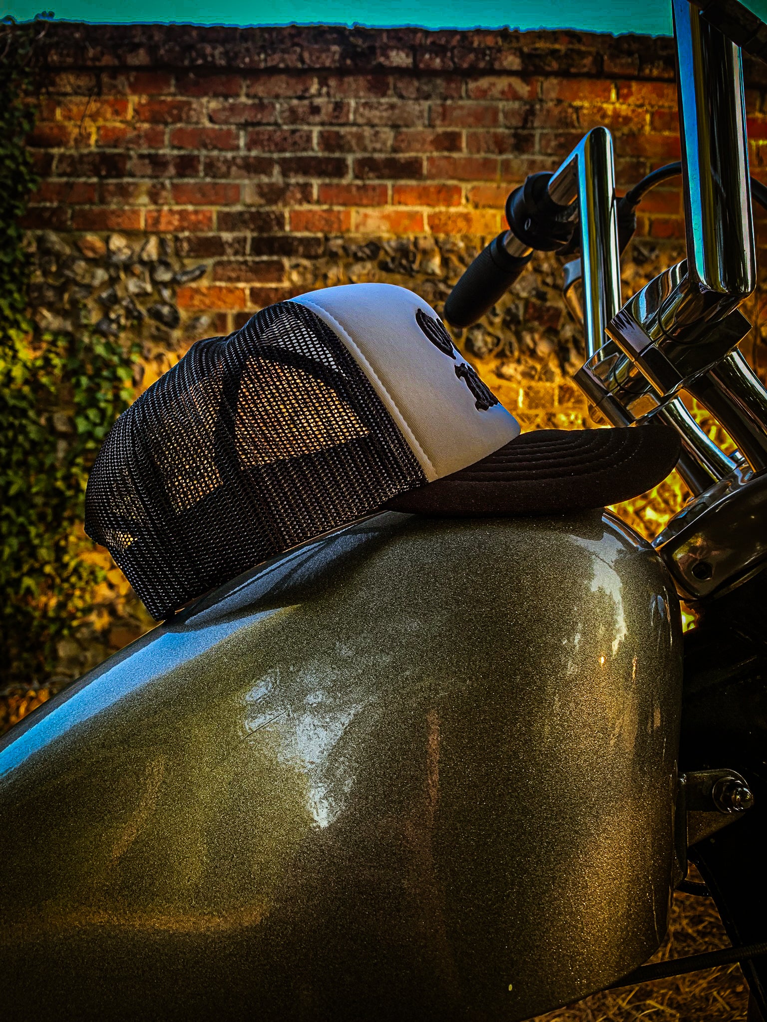 Black & White Odins Metal Trucker Cap